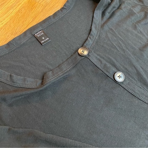 Women Long Sleeves Short Black Dress With Buttons Size Medium - Picture 3 of 4